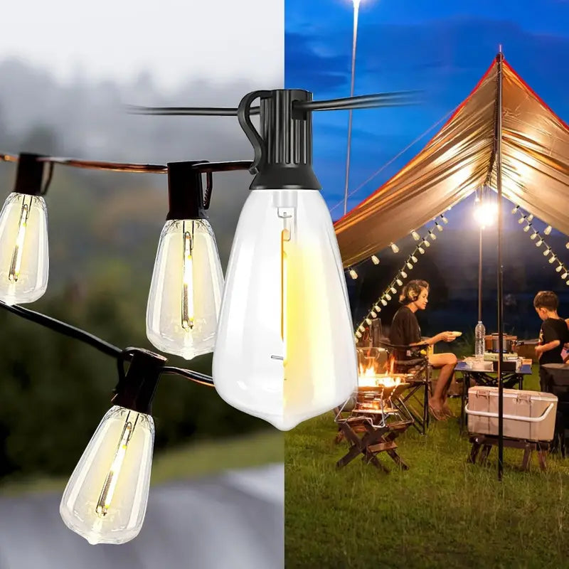 [Solar Powered] 100/200FT Solar String Lights Outdoor | Solar Powered | Res Shatterproof | for Outside Garden Backyard | Remote Control & 30+2 Dimmable ST38 Edison Bulb