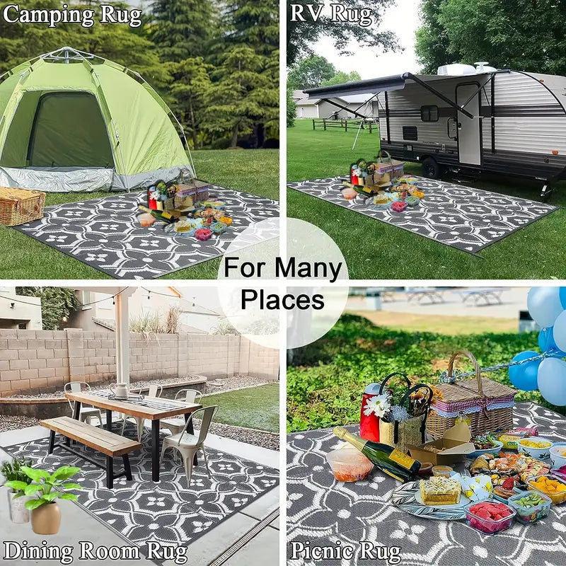 Outdoor Plastic Straw Rug - Waterproof, Large, Portable - For Camping, RV, Patio, Balcony, Beach, BBQ, Picnic, Deck - Suitable for All Weather Conditions - Perfect Gift for Outdoor Enthusiasts